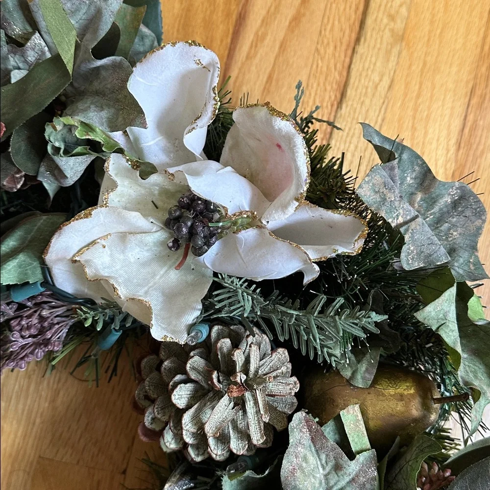 Handcrafted Gold and Mauve Pink Holiday Wreath